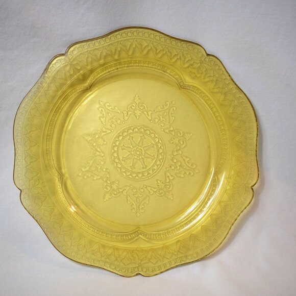 Federal Glass Other - Federal Glass Patrician Spoke Yellow Topaz  Glass 11 Inch Plate